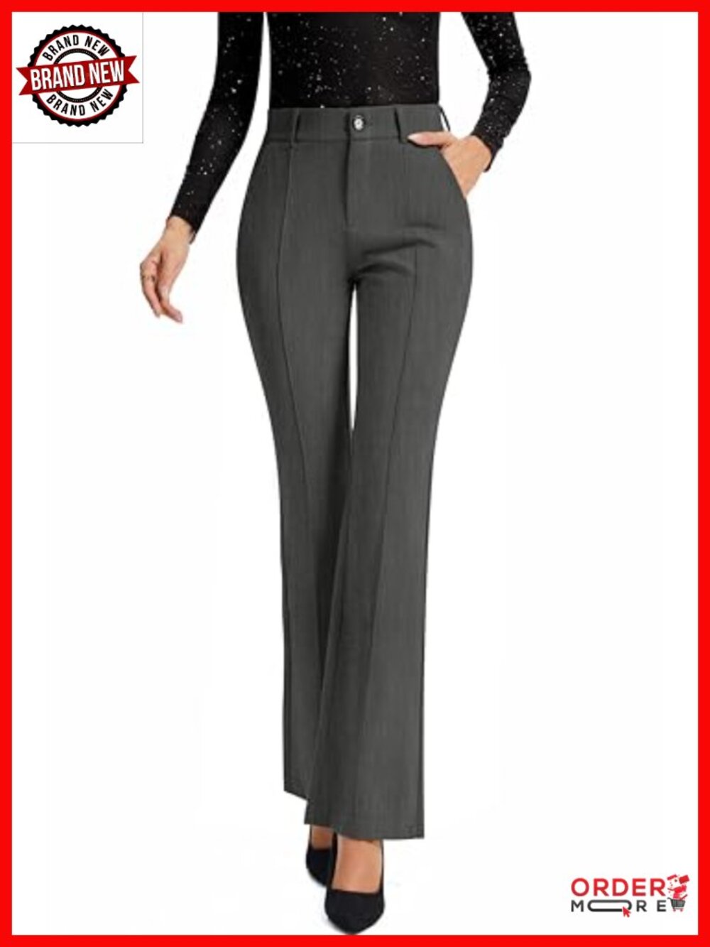 High Waisted Bootcut Flare Work Pants Stretchy Four Way Stretch Business